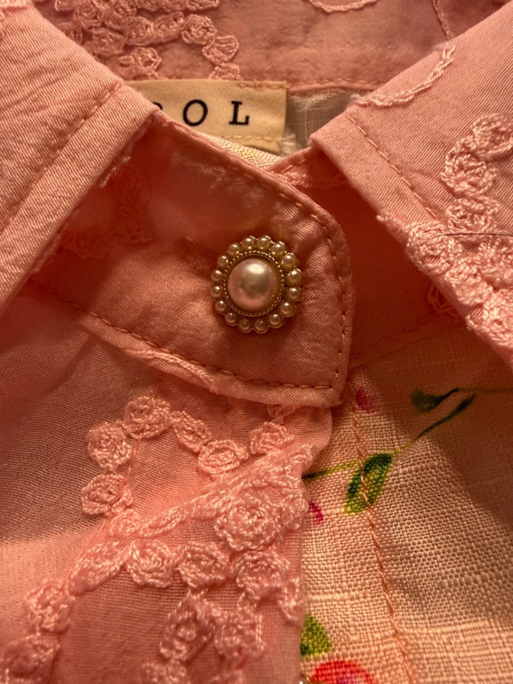 POL Patchwork Pink & Cream Button-Down Shirt - image 4